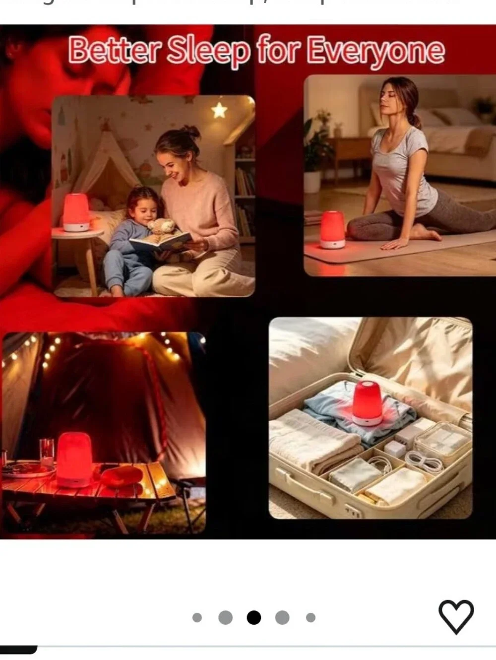 670nm Red Light for Sleep with Timer, Rechargeable, Dimmable, Sleep Aid Lamp